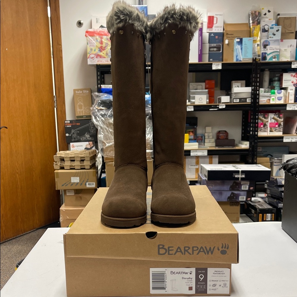 BearPaw Women's Tall Brown Fur Boots